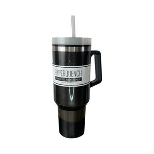 HyperQuench 40 oz Stainless Steel Insulated Tumbler with Handle & Straw – Black